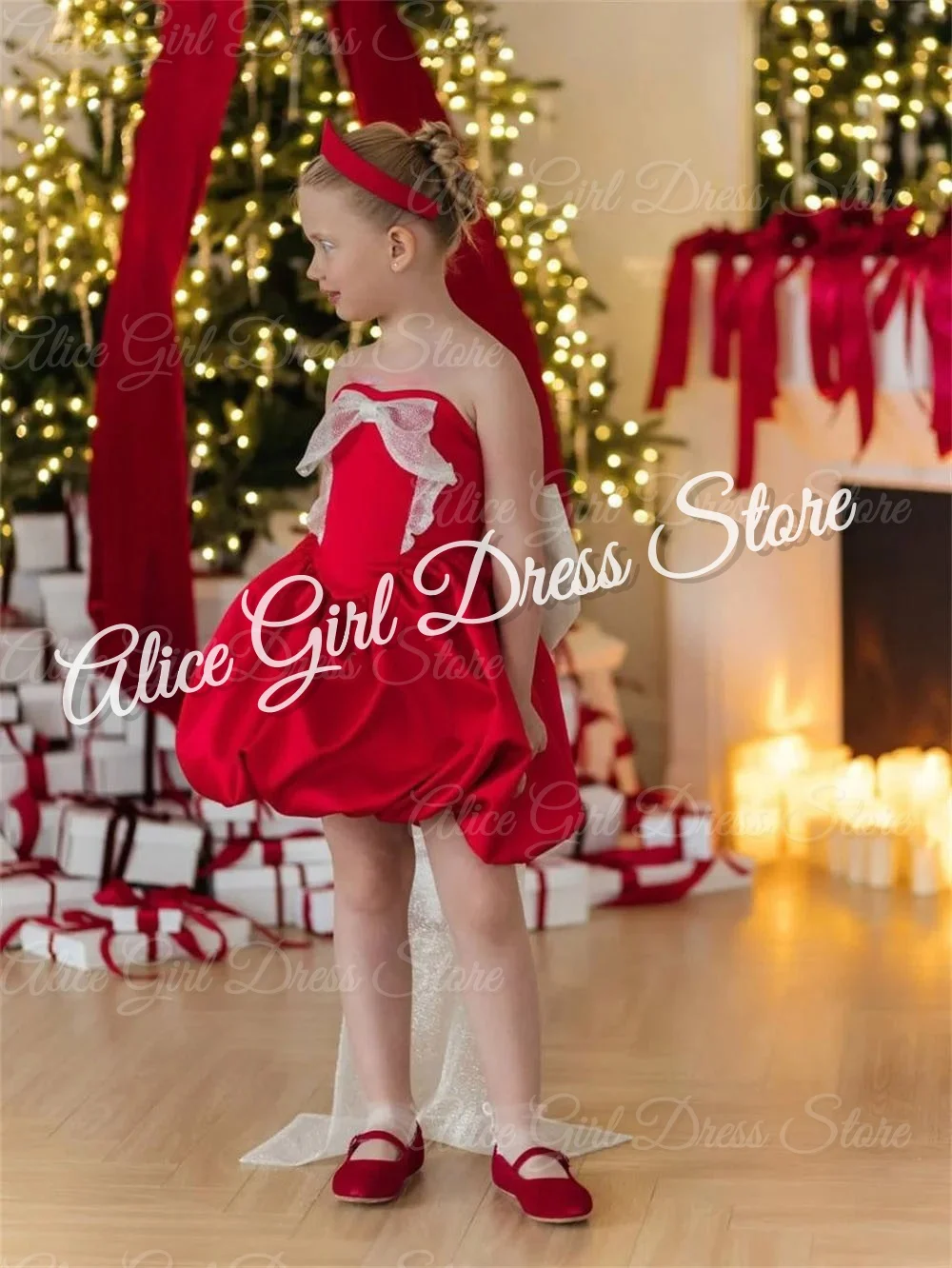 

Красные платья с цветочным узором без рукавов по индивидуальному заказу на свадьбу с бантом длиной до колена, детские платья для первого причастия на день рождения