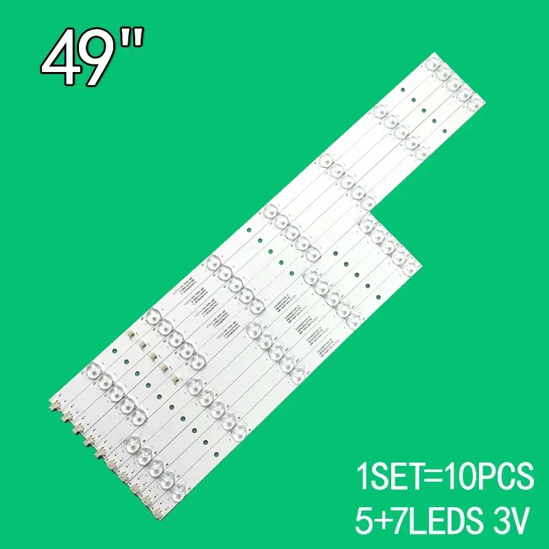 

10pcs 5+7LEDs 3V For 49" TV CC0249D377V01-R CC0249D560V01-L 49D3AS5CX37717R 49D3AS7CX56017L