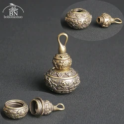 Creative Retro Handmade Brass Hollow Gourd Ornaments Chinese Traditional Key Chain Lucky Pendant Home Desk Decoration