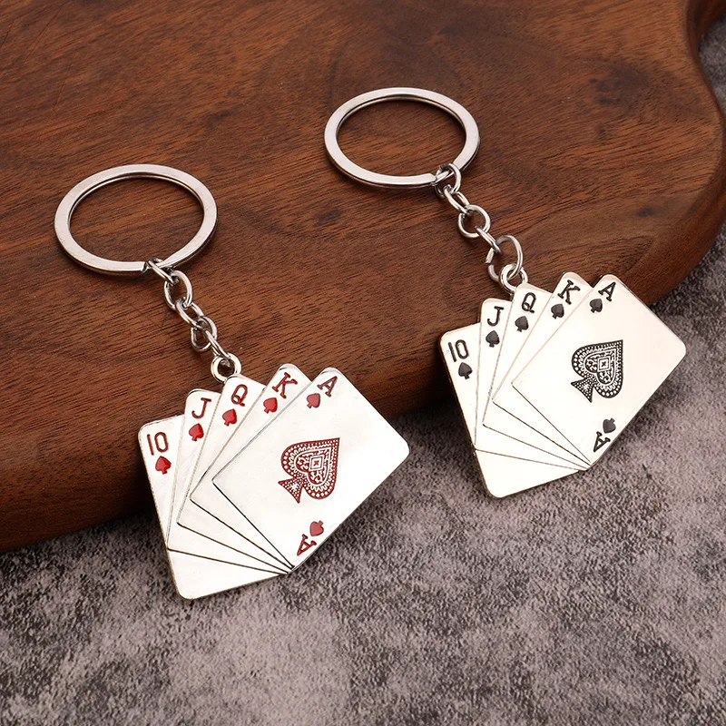 New Creative Men Motorcycle Playing Cards Keychain Accessories Outdoor Cycling Backpack Hang Decoration Cool Locomotive Boy Gift