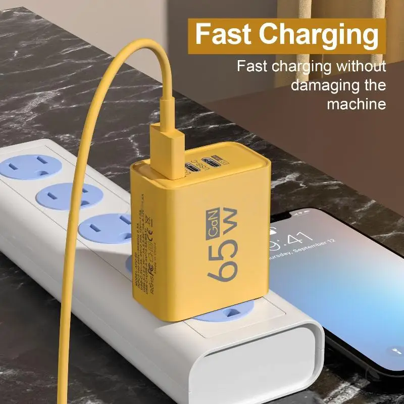 1Pcs 65W PD Fast Charger 3‑Port Type‑C USB Quick Charge 3.0 Phone Charging Adapter EU US Plug Multi‑Port Wall Charger Mobile