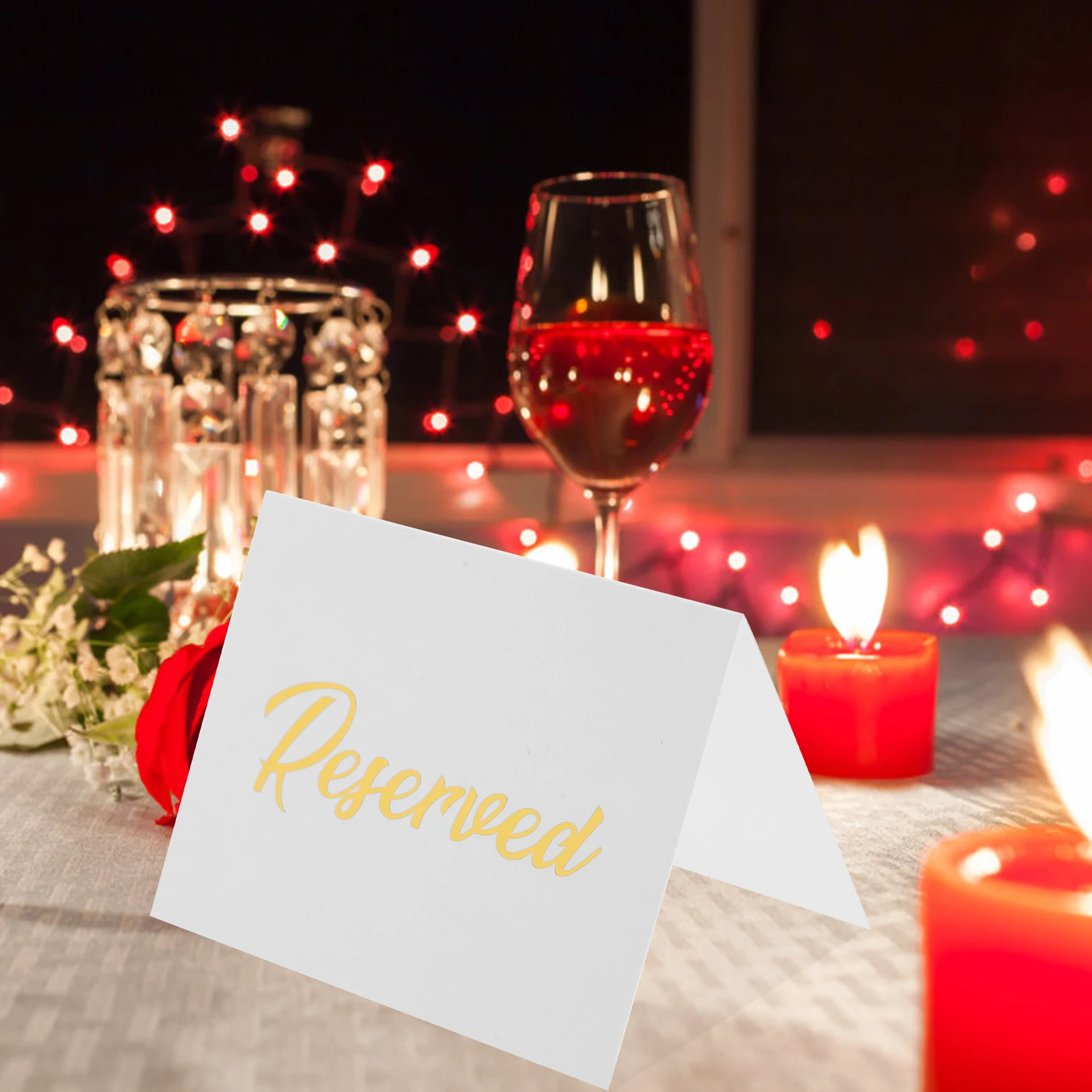 

50pcs Reserved Table Signs Double Sided Gold Foil Wedding Party Cards 3x4inch Stable Tent Design Lightweight Paper