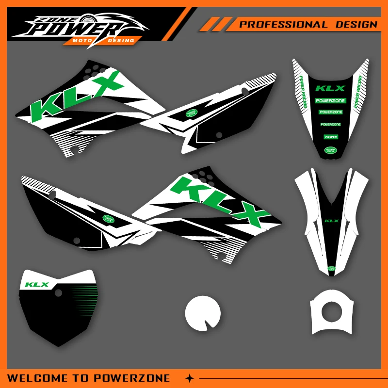 

Графические наклейки Powerzone, наклейки для мотоцикла KAWASAKI KLX110 2010 2011 2012 2013 2014-2020 110 KLX, фон на заказ 04