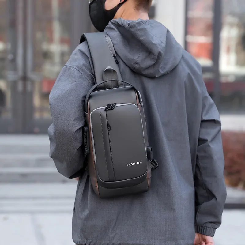 Ratio Arc Mini: Hard-shell Waterproof Daily Crossbody Shoulder Bags USB Port Riding Bag Password Anti-theft Chest Bag Men's