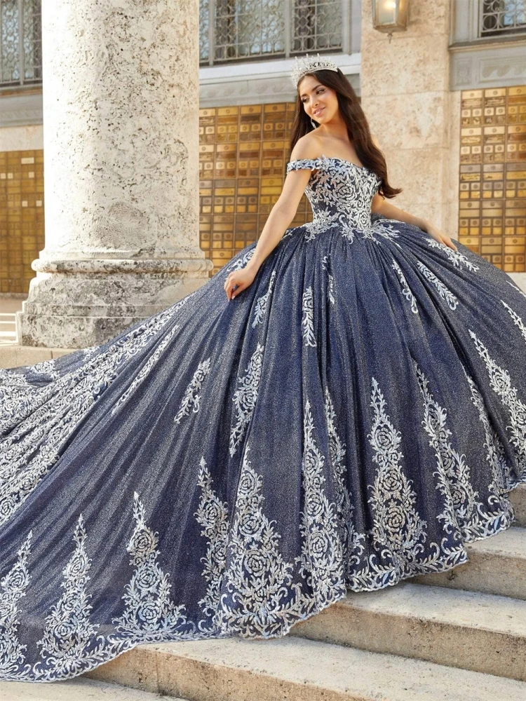 Diamond Tulle Ballgown Vestidos De 15 Quinceañera Lace Off-Shoulder Quinceanera Dress 2024 Cocktail Dresses Vestidos De Baile