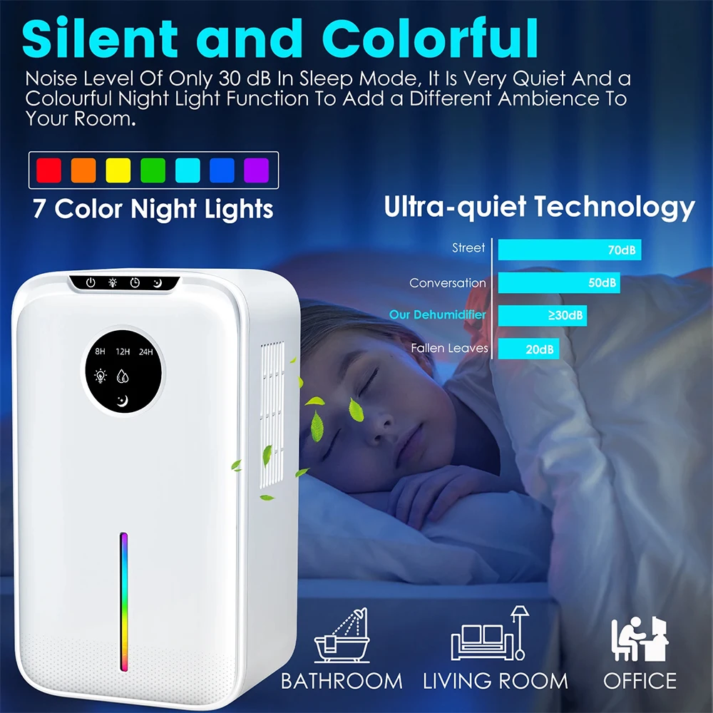 

2.5L Electric Dehumidifier Air Dryer Multifucntion Air Purifier Professional Moisture Absorbers Smart Touch Mute Timing For Home