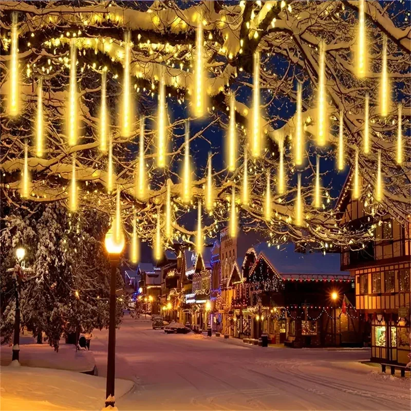 Garden Outdoor Solar Garland Lamp 30/50cm Festoon LED Fairy Meteor Shower Light String Summer Camping Wedding Party Decoration