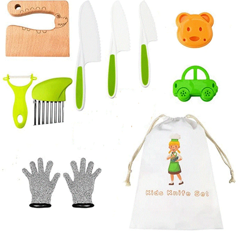 

New Kids Cooking Cutter Set Kids Knife Toddler Wooden Cutter Plastic Fruit Knives Children DIY Peeler Tools Kitchen Accessories