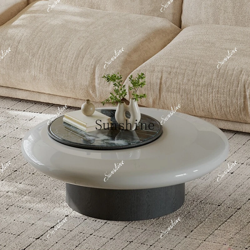 Modern simple round living room home color crystal stone lifting coffee table high sense  FT