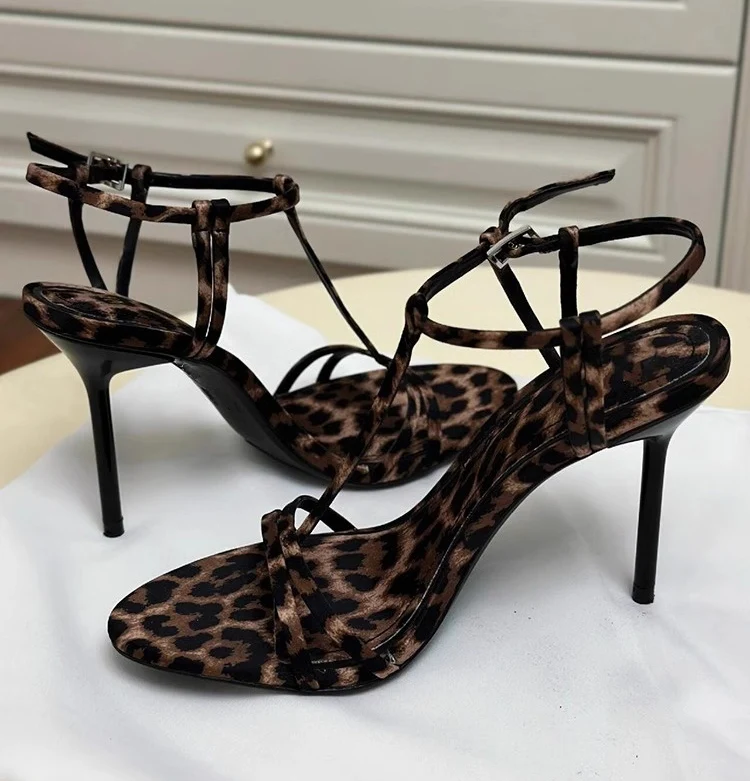 【Measure your feet length before order】Leopard Luxury Designer Women Sandal Stiletto High Heel Sexy Fetish Party Shoe 113-CHC-33