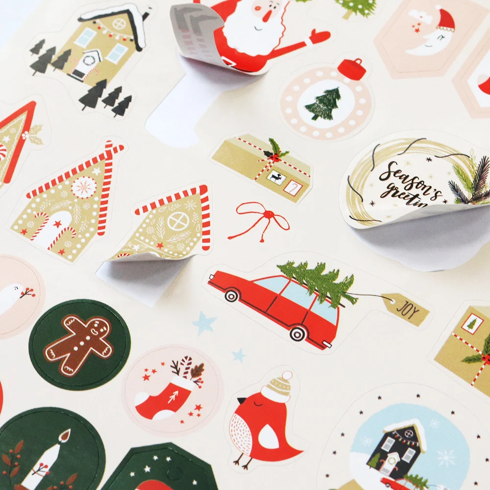 Creative Path 200 Stück Selbstklebende Scrapbooking-Weihnachtsaufkleber 6 Blätter Frohe-Weihnachten-Aufkleberbuch für Journaling und Kartengestaltung – Detail 7