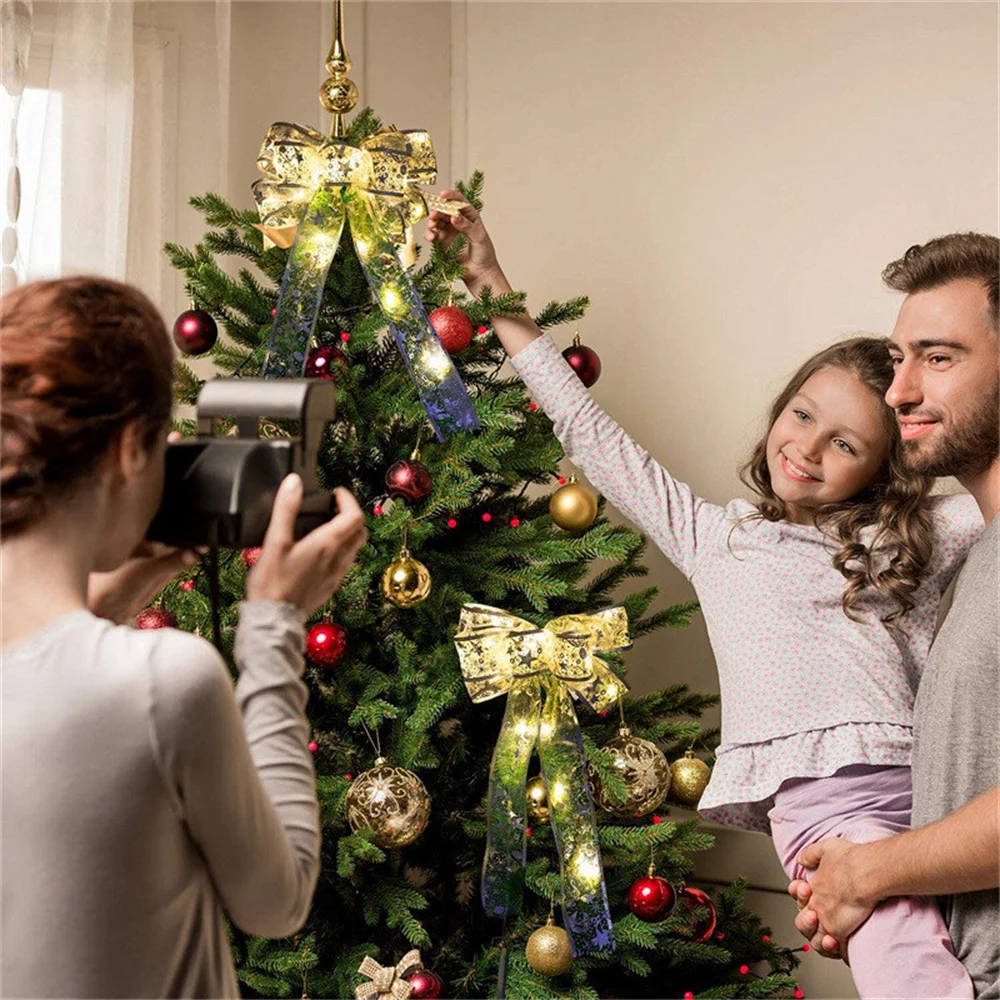 Indoor String Lights Battery Operated Christmas Ribbon with Lights Christmas Tree Accessories Decoration for Christmas New Year