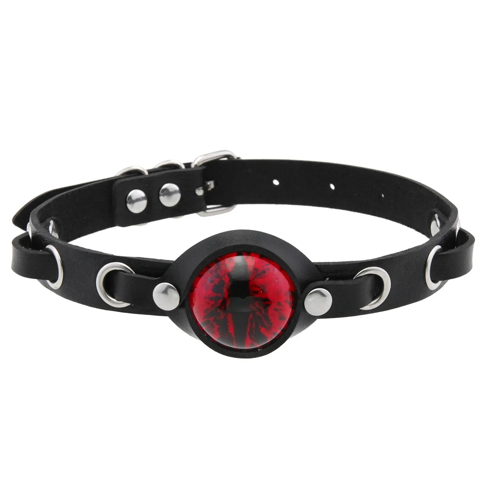 Punk Gothic Personality Fashion Exaggeration Charm The Eye of the Devil Multicolored Leather Stainless steel Necklace