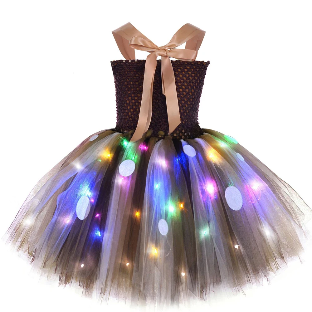 Led Lights Tiger Deer Giraffe Costumes for Girls Christmas Halloween Dresses Jungle Animals Cosplay Outfits Kids Holiday Tutus