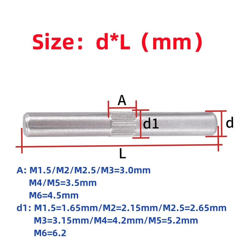 M1.5 M2 M2.5 M3 M4 M5 M6 304 Stianless Steel Middle Knurled Pin Hinge Locating Pins Toy Connecting Rod Pivot Pin
