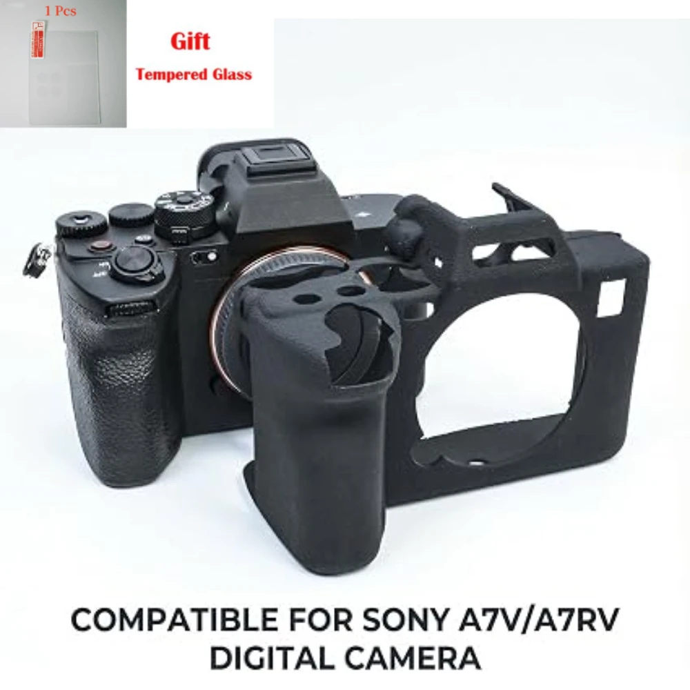 For Sony Alpha 7M5 A7R5 Micro-single Digital camera Silicone case, Soft rubber case Protective Cover + 1PCS Free Tempered Film