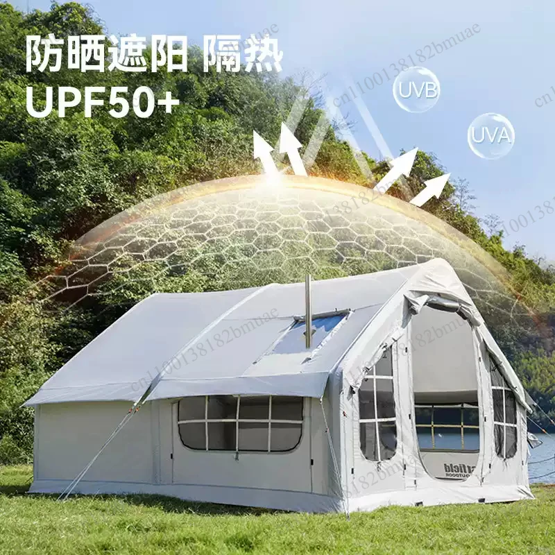 Outdoor Inflatable Tent, Chimney Mouth, Large Space Integrated Weatherproof Camping Free Automatic Tent House
