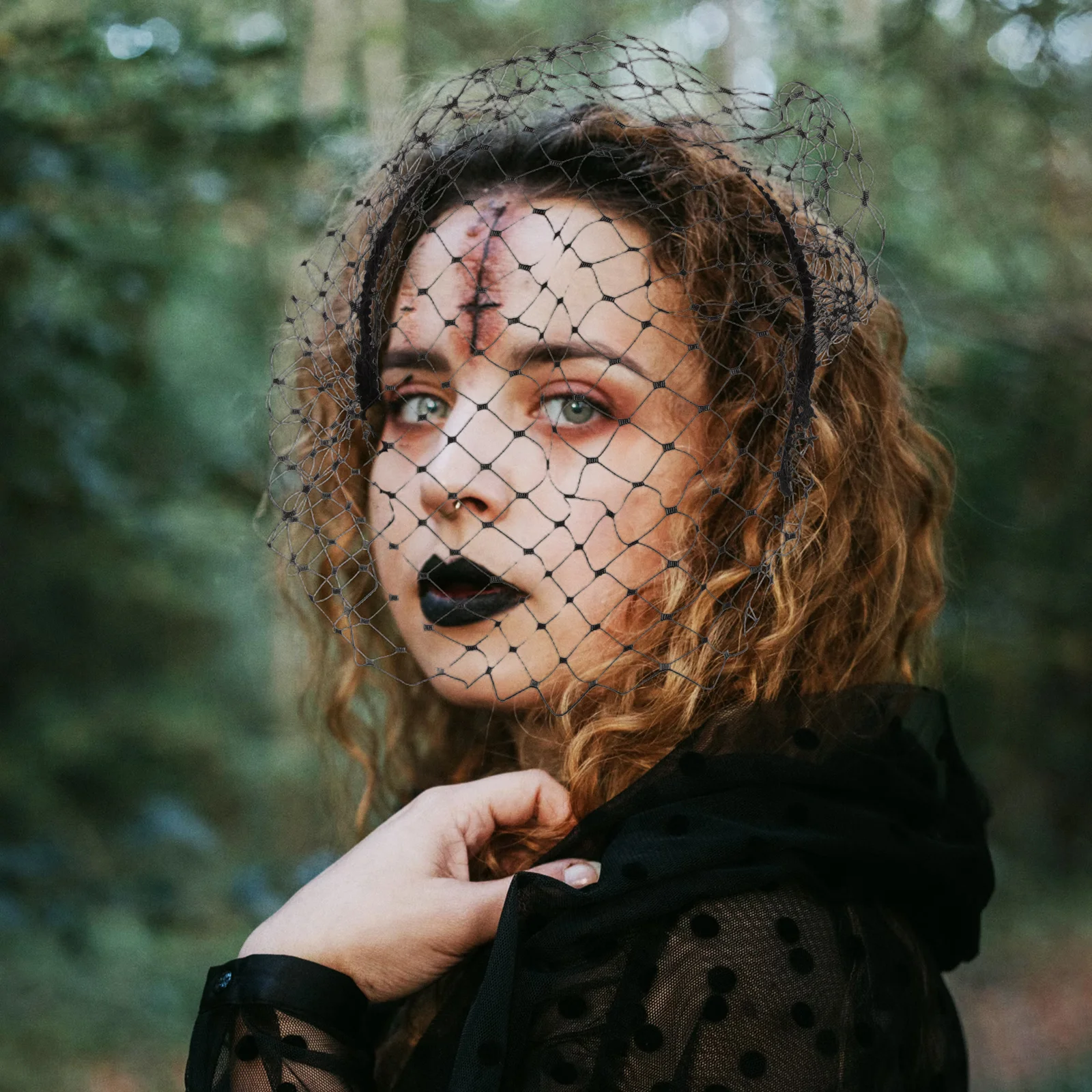 Vintage Veil Hair Headband Black Simple Elegant Mesh Headdress For Women Girls Daily Party Halloween Costume Accessory