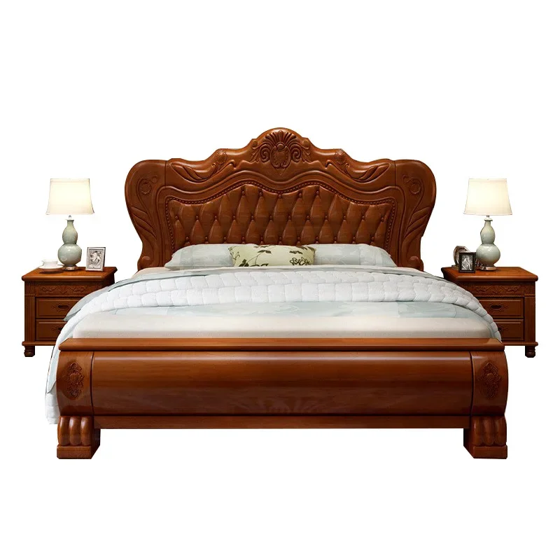 

Solid wood bed, simple, light luxury, modern, rubber wood, high box, storage bed