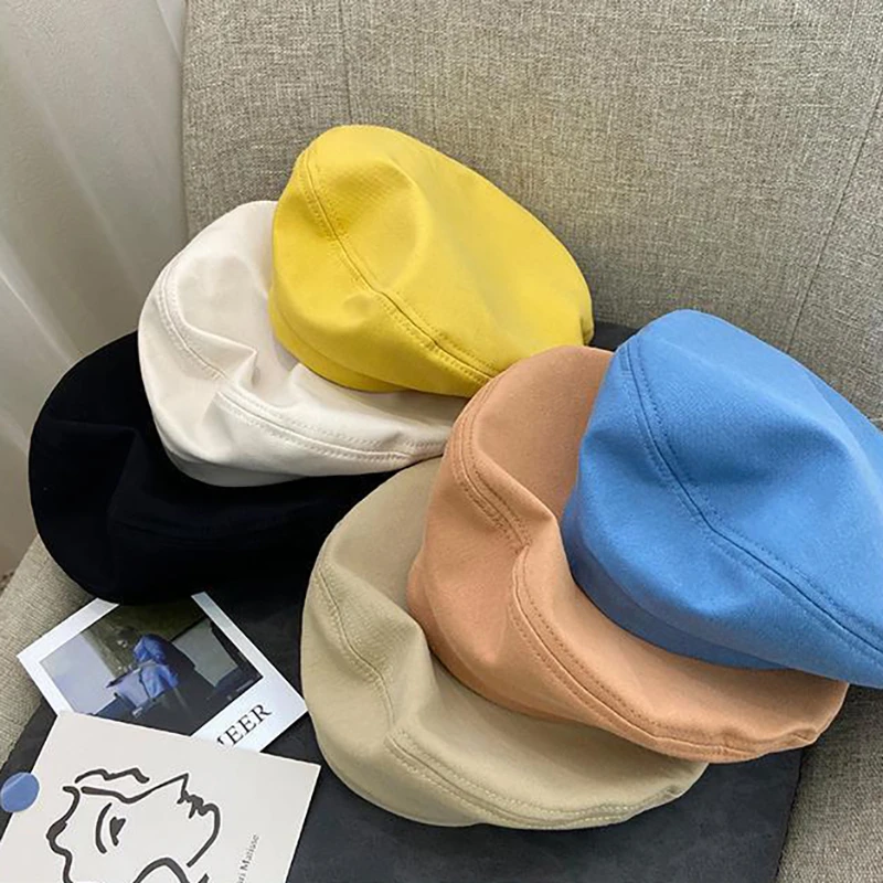Korean Version Beret Hats Retro British Painter Hat Solid Color Flat Cap Autumn Winter Simple Octagonal Cap Outdoor Beret Hats