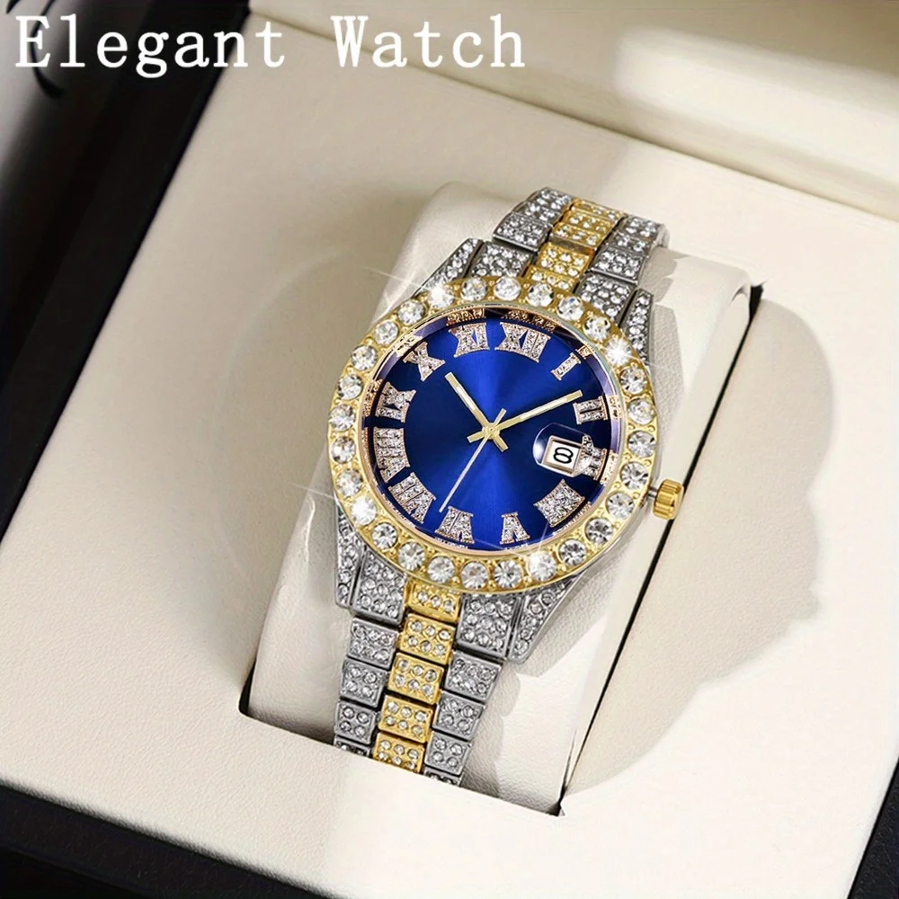 Relógio masculino, relógio de quartzo da moda masculina, mostrador grande em escala romana glamourosa, relógio de moda para homens, presentes para homens.