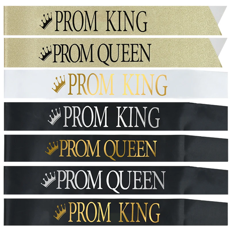 

2pcs For Men Women Fabric Making Ribbons Sash Shoulder Strap Letters Prom King Queen Ball Dancing Party Decoration Supplies