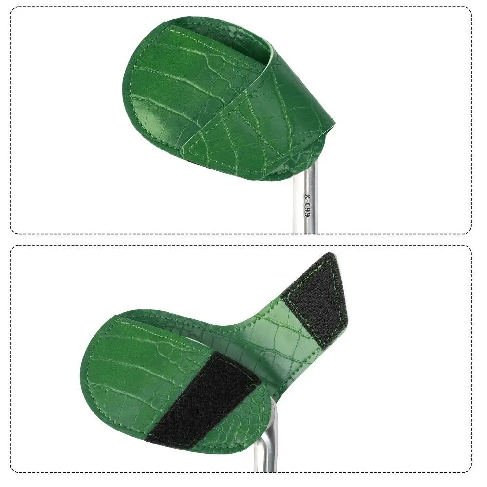 PU Leather Golf Iron Headcover Golf Training Equipment Wear Resistant Golf Club Head Cover Shock Resistant Crocodile Pattern