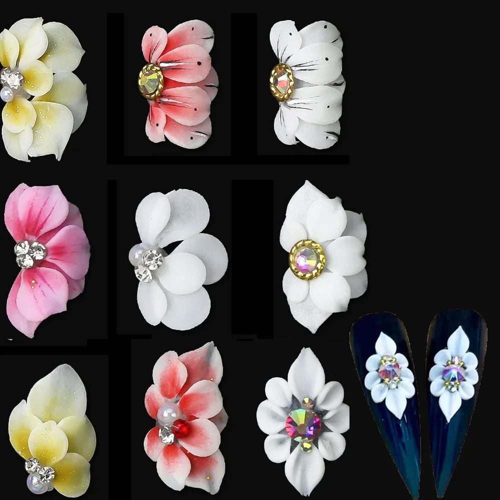 5pcs Handmade Sculpture Flower Nail Accessories 3D Acrylic Flower Design Charms For Nails DIY Crafts Jewelry Nail Art Decoration