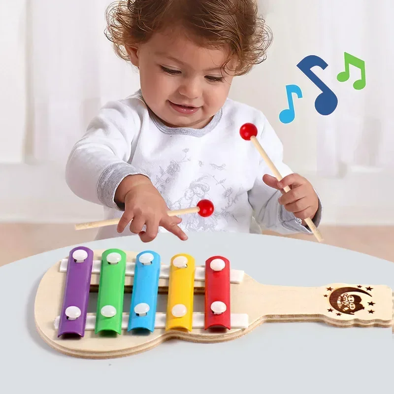 Juguetes Montessori de madera para bebé, instrumento musical de xilófono, preescolar, aprendizaje temprano, 0 a 12 meses