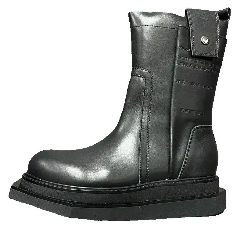 Men Chelsea Boots  High Top Casual Platform Sneakers Leather Luxury Trainers Autumn Black Designer Shoes