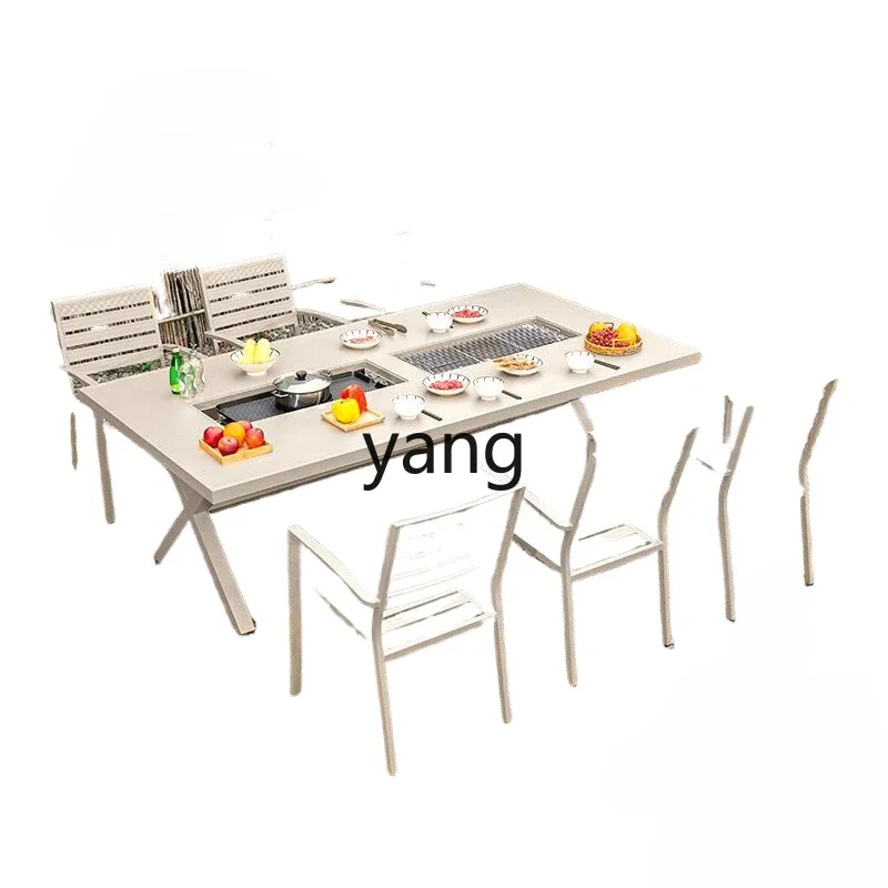 XYY outdoor barbecue table and chair combination garden aluminum alloy dining table and chair leisure outdoor