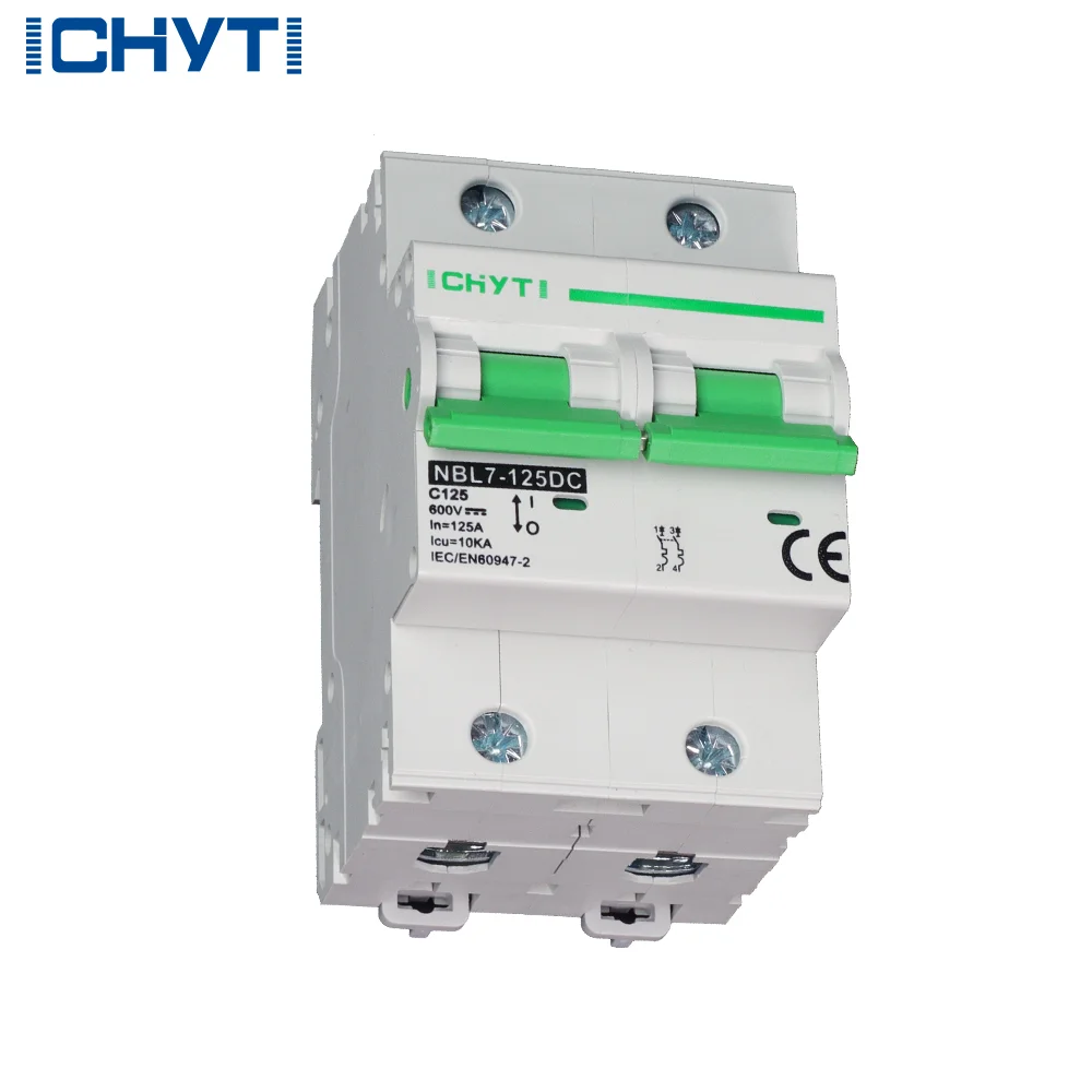 10 pièces MCB DC 2 pôles de haute qualité pour système solaire, 1000V, 100A/125A. Assurez une utilisation et une protection en toute sécurité, une déconnexion fiable pour cela