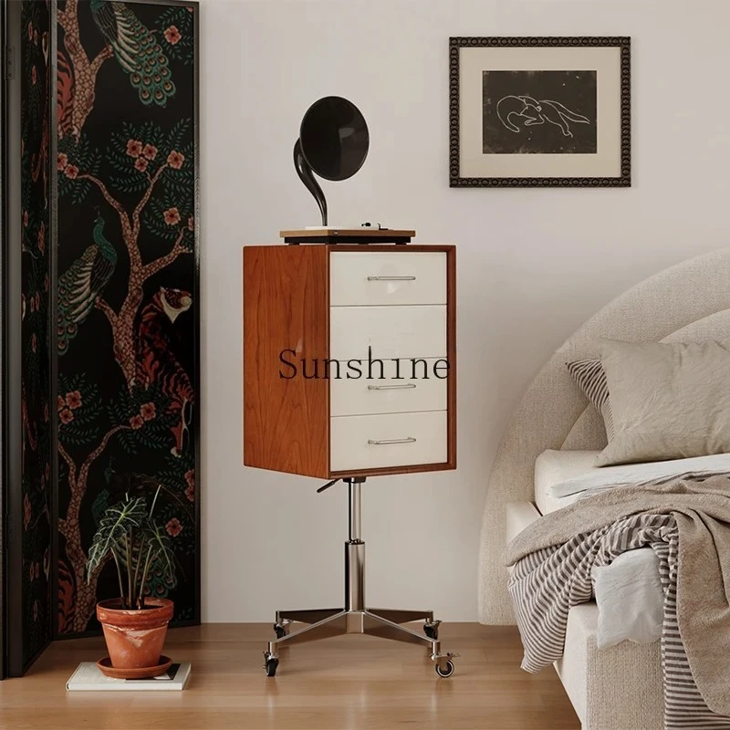 

Medieval mobile four-chest cabinet lifting rotating sofa side cabinet