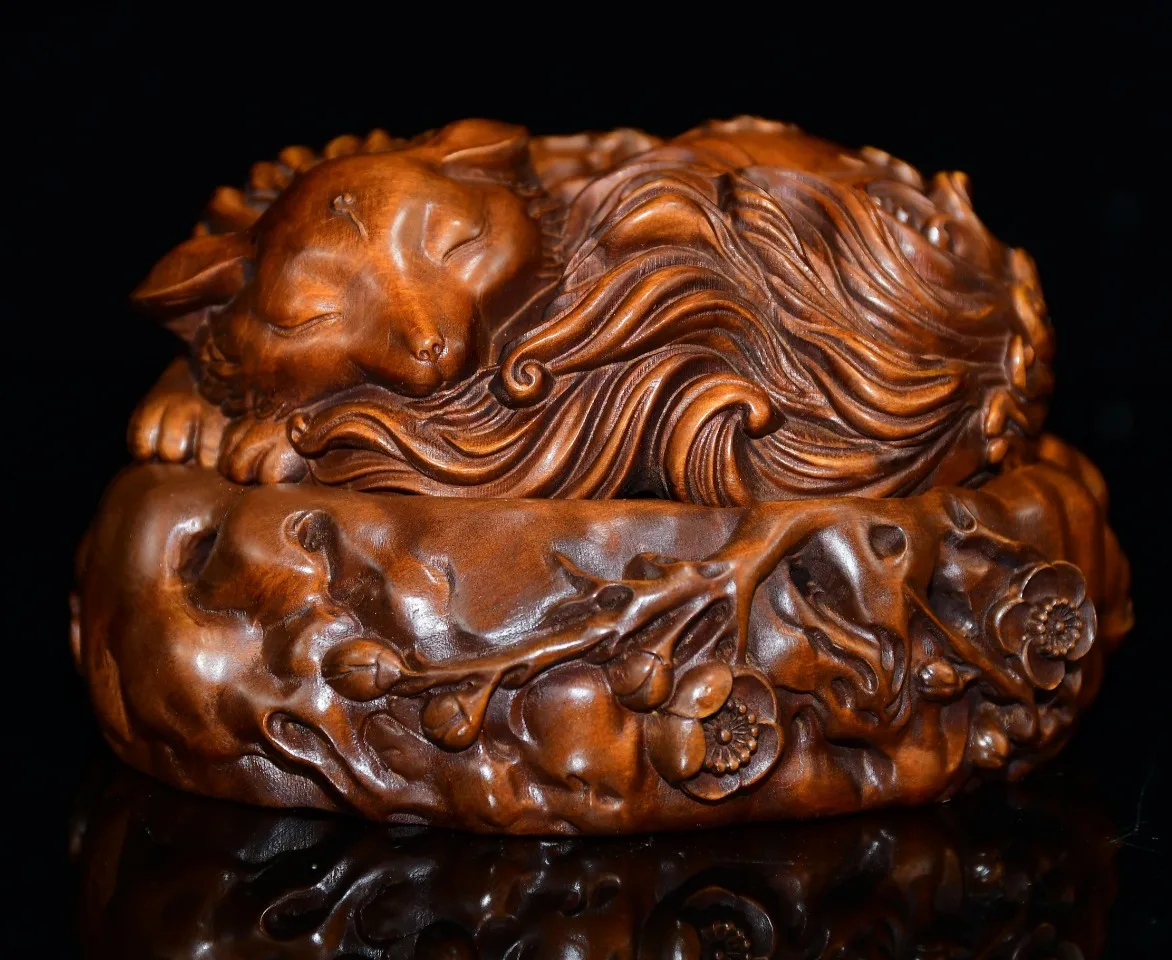 

Fine Workmanship of Small Leaf Boxwood Fox Incense Burner Ornaments Recommended for Collection Beautiful Appearance