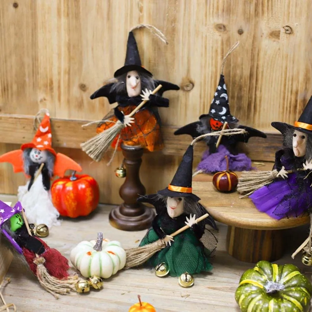 Cartoon Figurines Creepy Halloween Ornaments Miniature Witch Hanging Lightweight Handmade Hanging Pendant Party