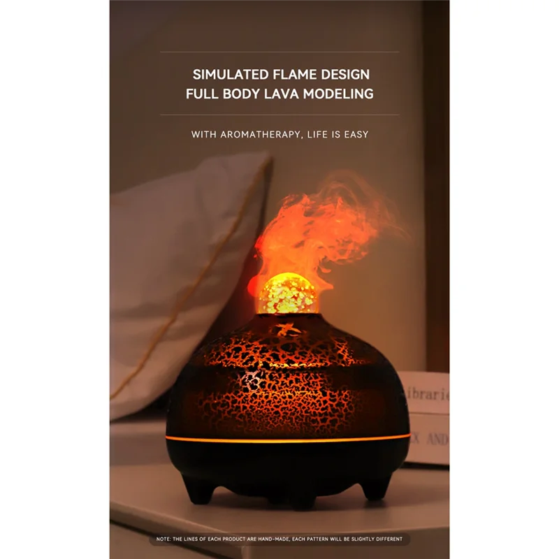 

A16Z Essential Oil Diffuser Volcano Fire Diffuser Humidifier Cool Mist Humidifier 7 Colors Light For Room Office A