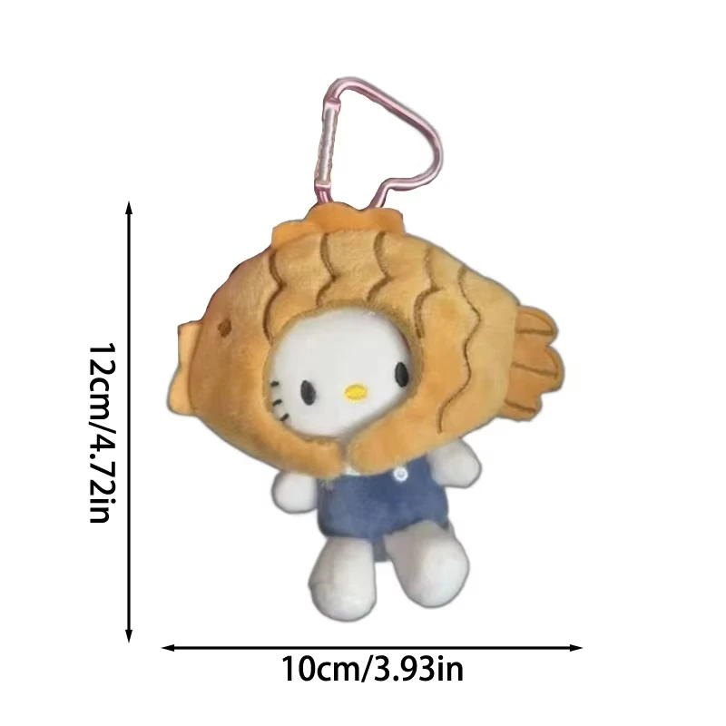 Olá kitty taiyaki forma de pelúcia bonito cartoo chaveiro boneca brinquedo plushie chaveiro sacos pingente decoração natal presente aniversário