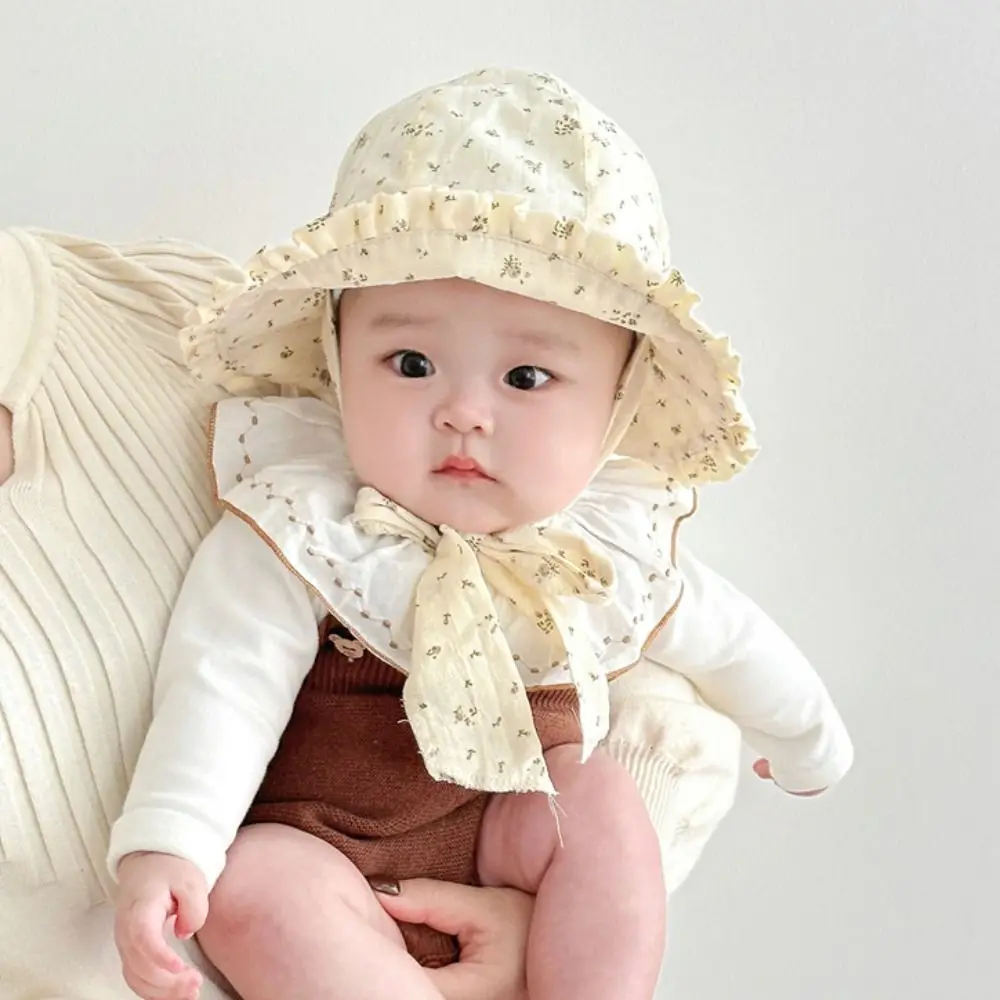 

Cute Korean Style Baby Hat Comfortable Breathable Summer Kid Sun Cap Anti-UV Lace Baby Bucket Hat Girls