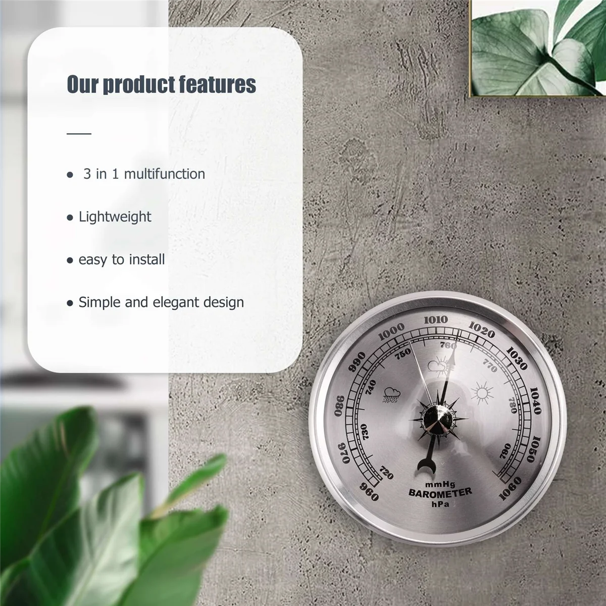 for Home Pressure Gauge Weather Station Metal Wall Hanging Barometer Atmospheric Multifunction Thermometer Hygrometer Portable