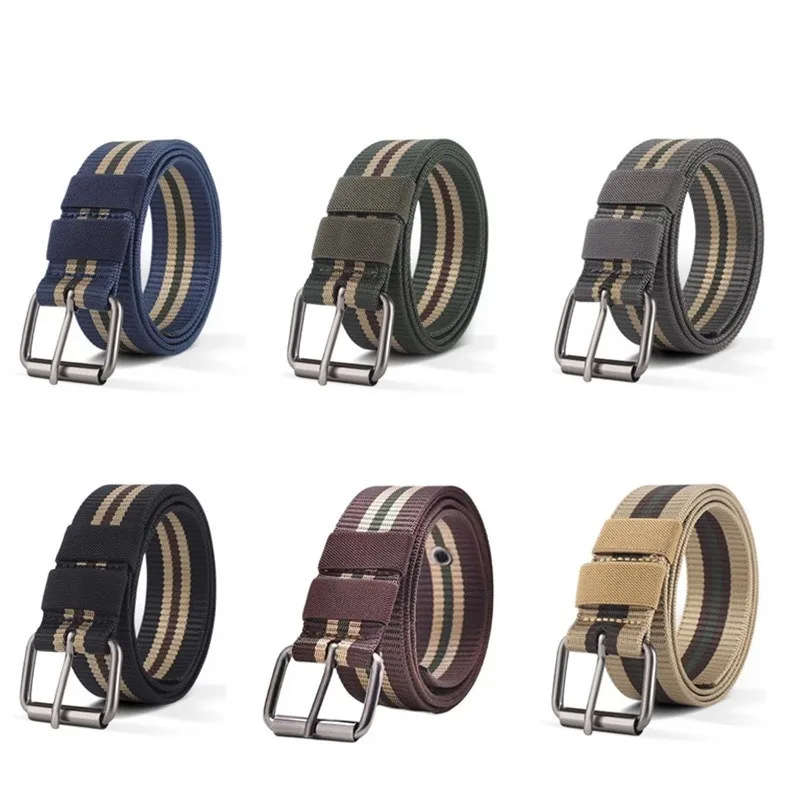 Men's Canvas Buckle Belt Student Youth Casual Outdoor Training Pants Belt Porous Adjustable Waistband Durable Canvas Belt