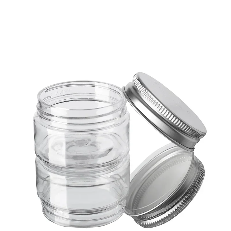 5Pcs 30/50/60/80/100ml Storage Jars Clear Aluminum Cap Plastic Jar with Lids Cream Powder Pot Travel Skincare Cosmetic Container