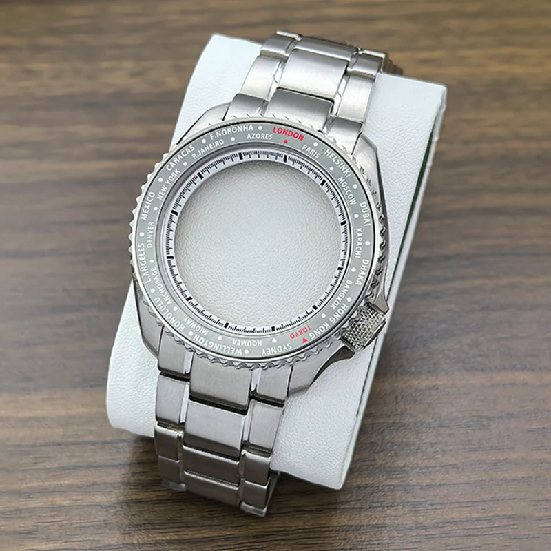 

Customized 42mm Silver NH35 Case SKX007 SRPD Watch Case Flat Sapphire Glass Fit 7S26 4R NH35 NH36 Movement 28.5mm Dial Mod Parts