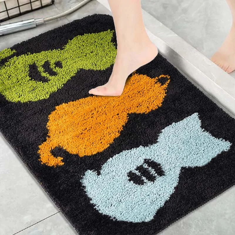 Tapis de bain absorbant épais non ald holea, chat kawaii, polymères de bain, tapis de dessin animé mignon, salon, chambre à coucher, cuisine, maison, tapis de sol