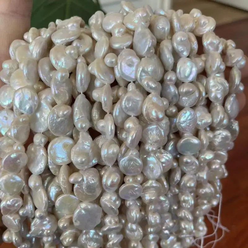 16 inches 13x17mm Flat Fish Shaped Natural Baroque Pearls Loose Strand