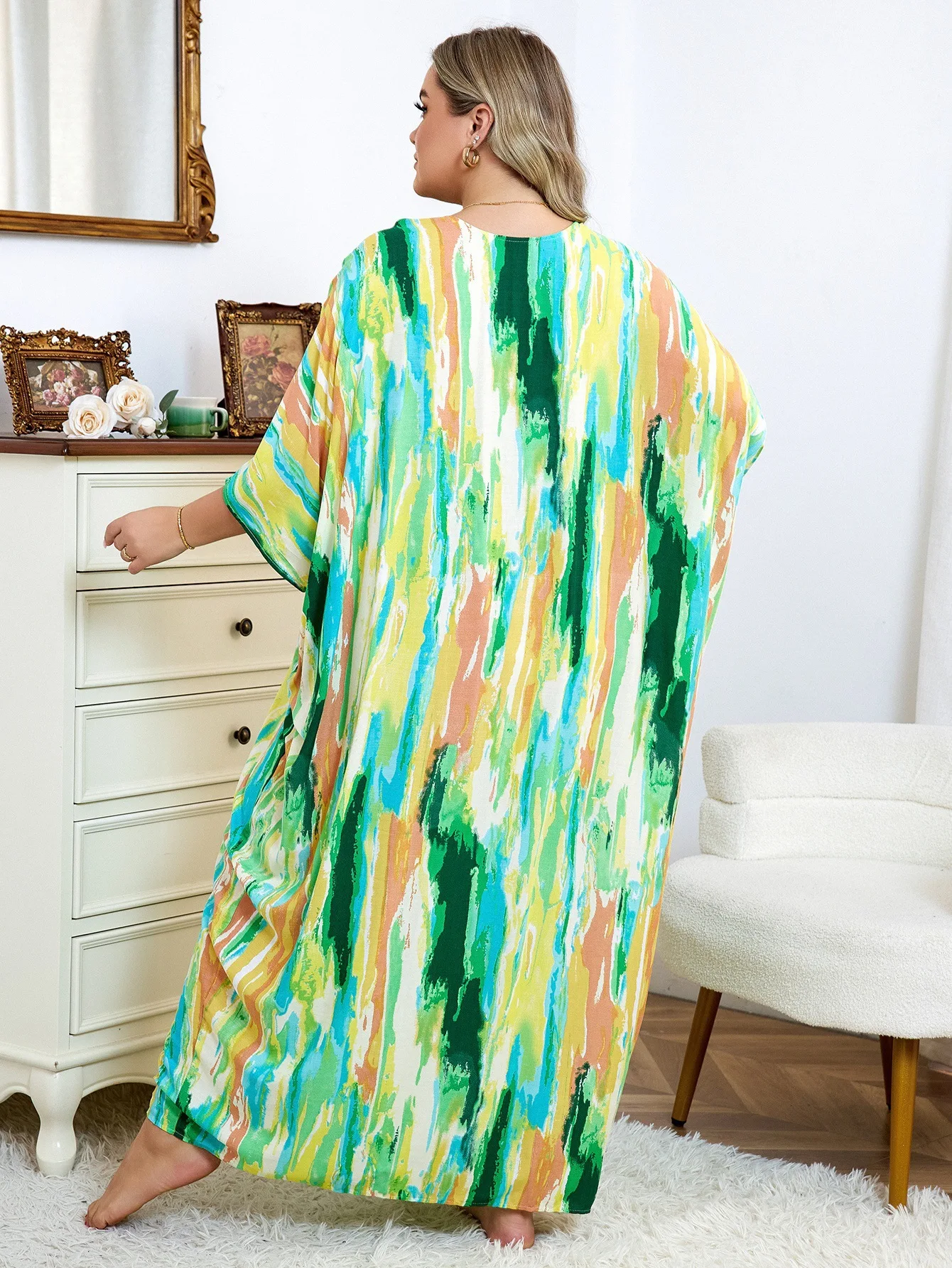 女性ビーチカバーアップカフタンラウンジウェア水着カバーアップカフタンドレス