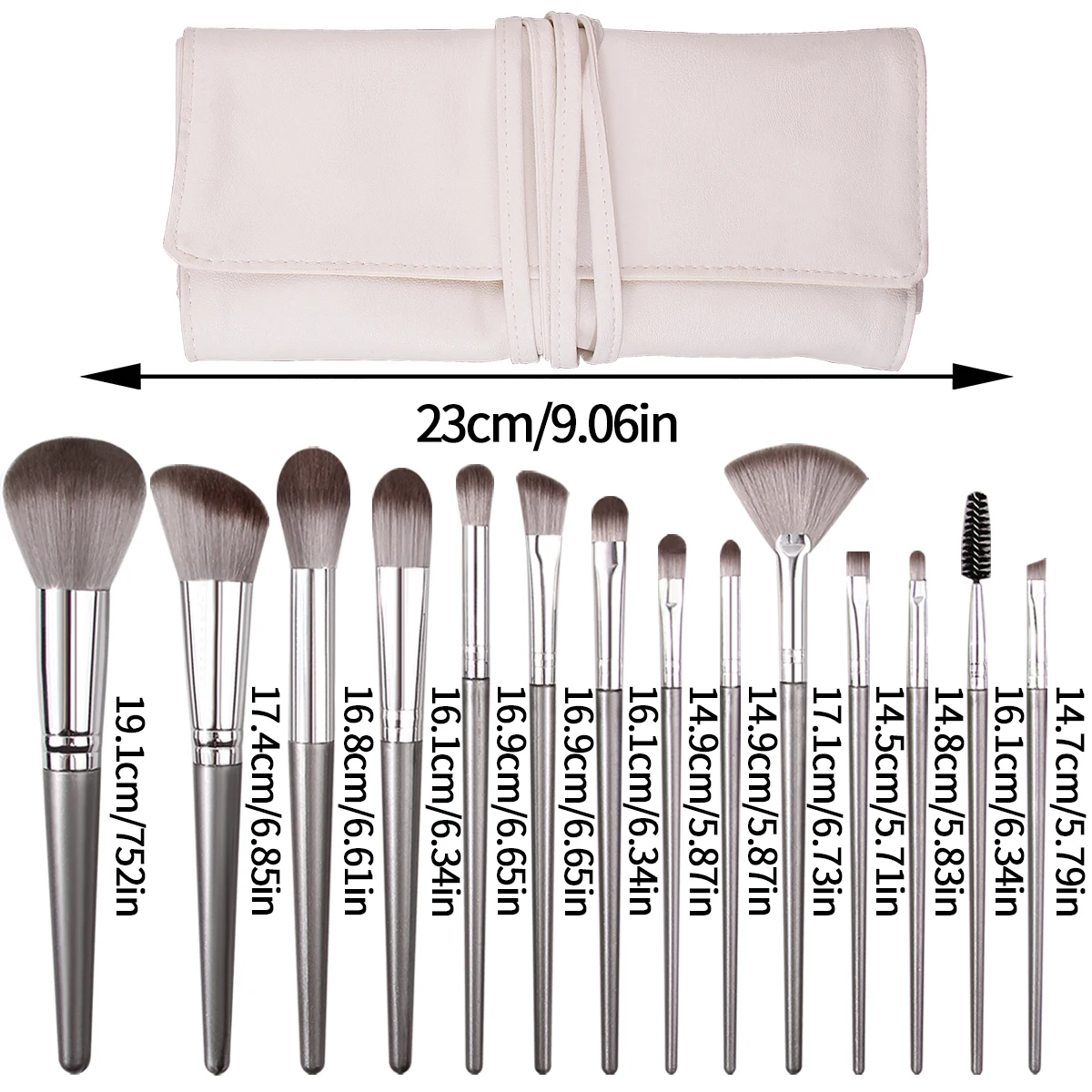 14pcs soft loose powder blush Eyeshadow concealer Facial makeup brush set +1pcs makeup brush storage strap bag