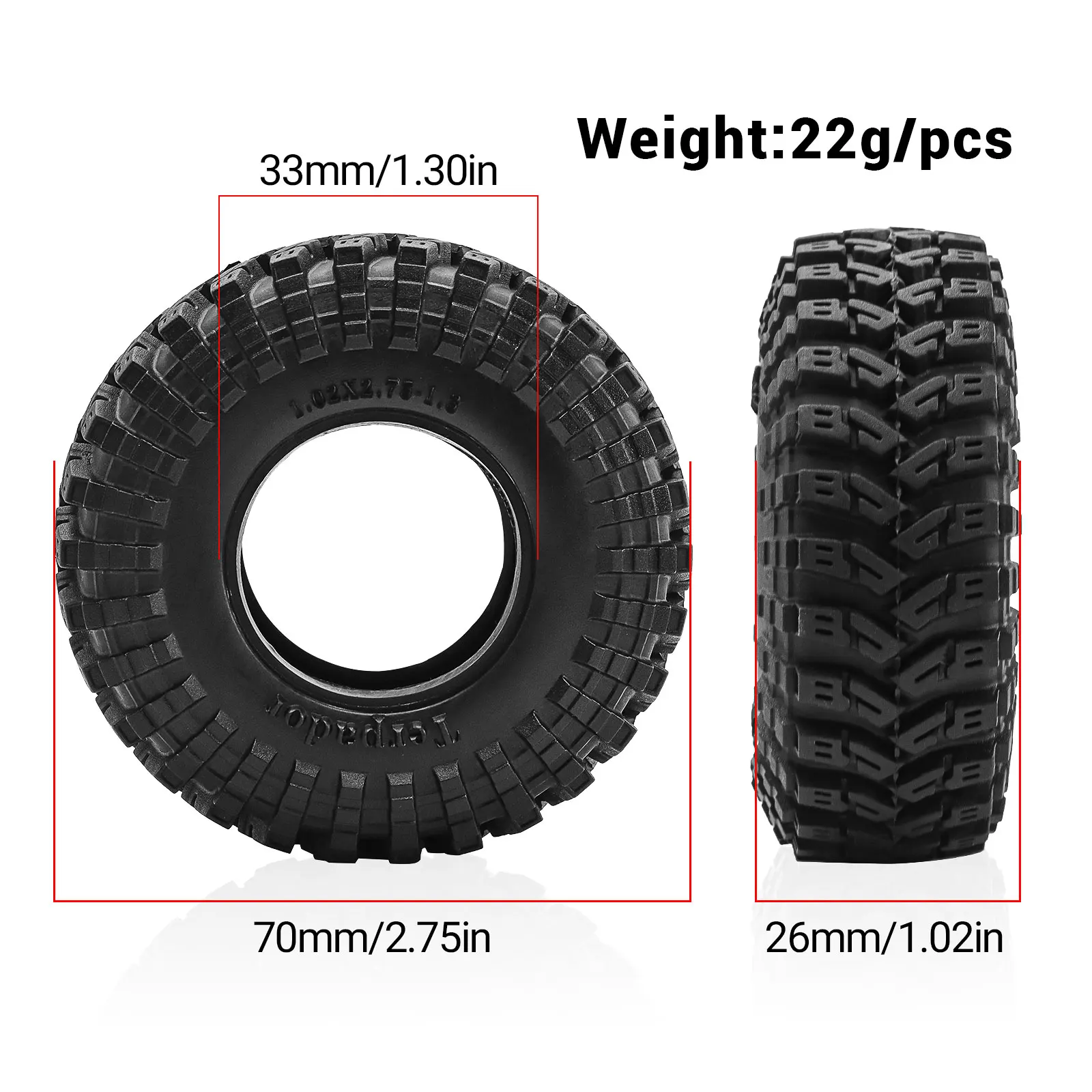 RODE SPIDER 4 stuks 1.3 in Wielen Zachte Kleverige Rubberen Banden voor 1/24 1/18 SCX24 TRX4M RC Crawler Auto