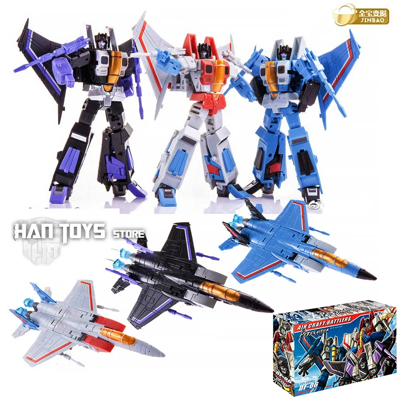 

JINBAO Starscream Thundercracker Skywarp F15 FG01 DS01 DF06 Set Plane Anime Action Figure Model Transformation Robot Toys