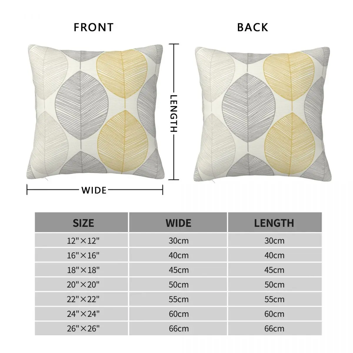 Scandi Leaves Square Pillowcase Polyester Linen Velvet Printed Zip Decor Pillow Case Room Cushion Cover