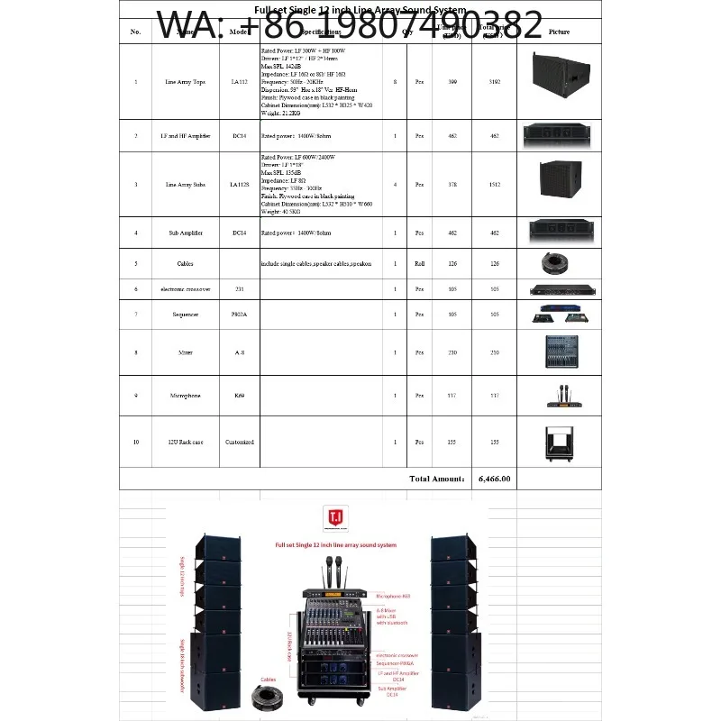 Powerful 12 Inch Passive Line Array Speaker Set, Professional Audio System for Stage Music Performance